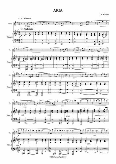 Free Sheet Music Murray Aria Flute Piano