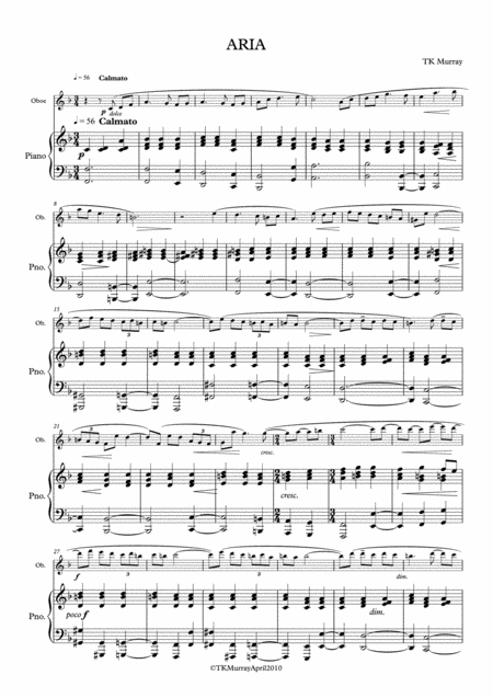 Free Sheet Music Murray Aria Oboe Piano