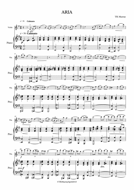 Murray Aria Violin Piano Sheet Music