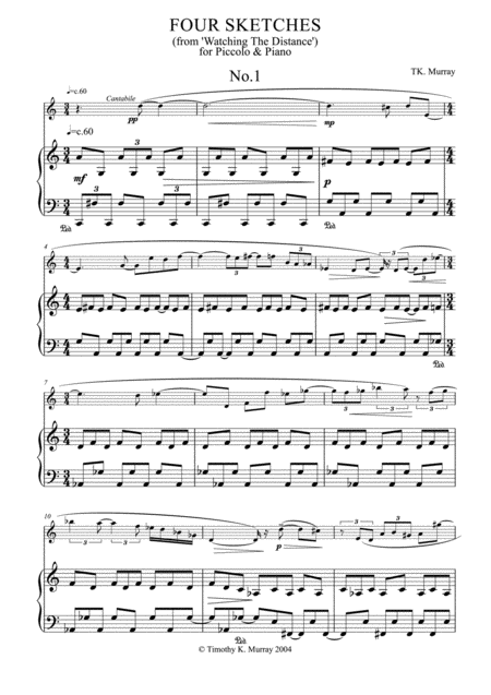 Free Sheet Music Murray Four Sketches Piccolo Piano