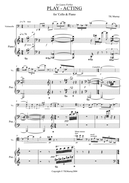 Free Sheet Music Murray Play Acting For Cello Piano