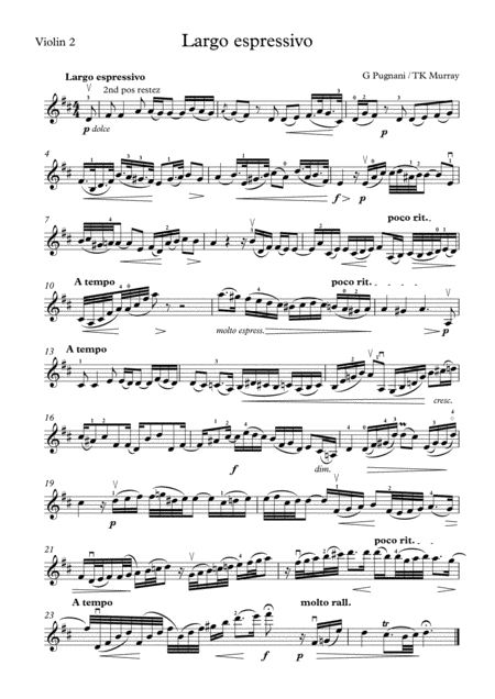 Free Sheet Music Murray Pugnani Largo Espressivo 2nd Violin Part Suzuki Bk 8