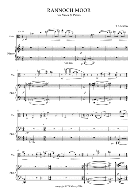 Free Sheet Music Murray Rannoch Moor For Viola Piano