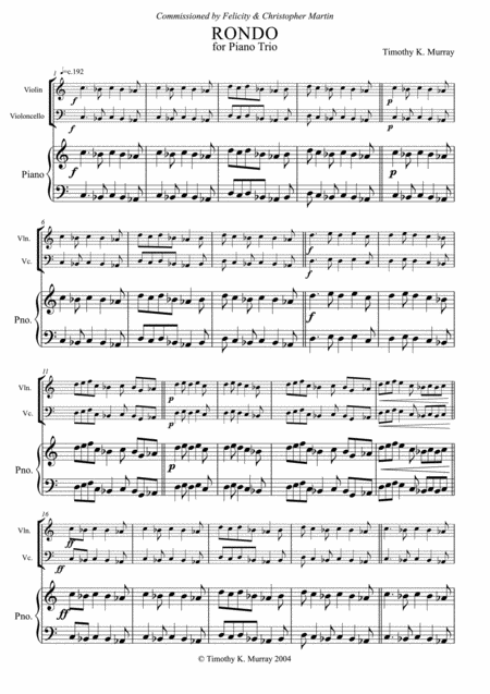 Free Sheet Music Murray Rondo For Piano Trio