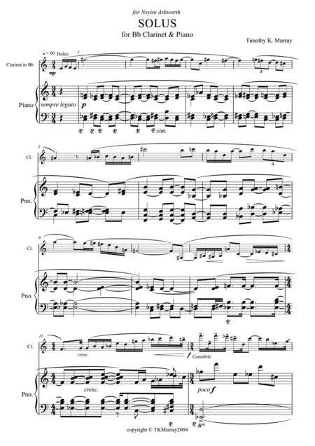 Murray Solus For Clarinet Piano Sheet Music