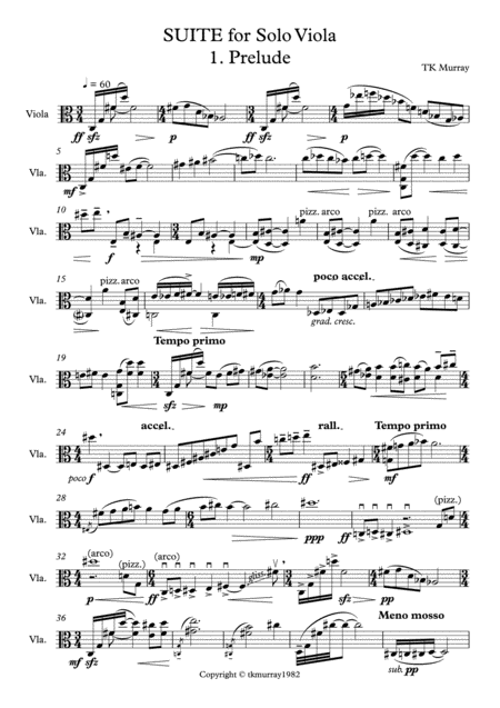 Murray Suite For Solo Viola Sheet Music