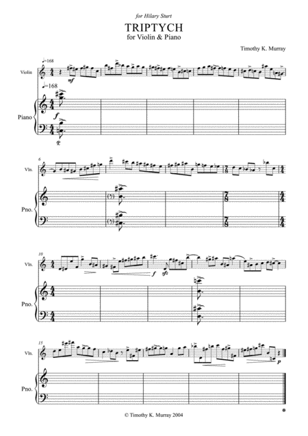 Murray Triptych For Violin Piano Sheet Music