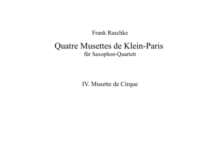 Musette Du Cirque For Saxophone Quartet Sheet Music
