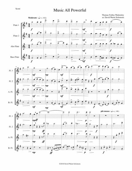 Music All Powerful For Flute Quartet Sheet Music