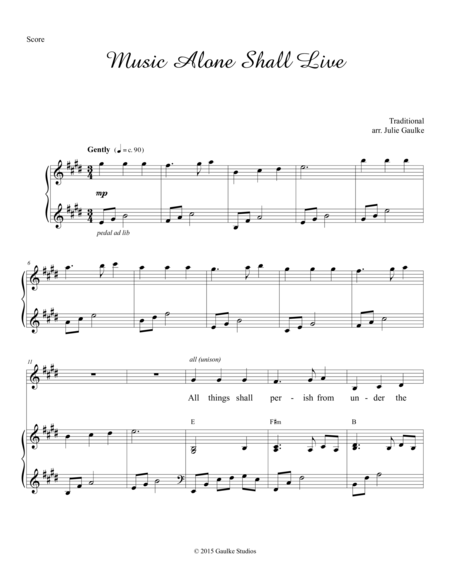 Music Alone Shall Live Sheet Music