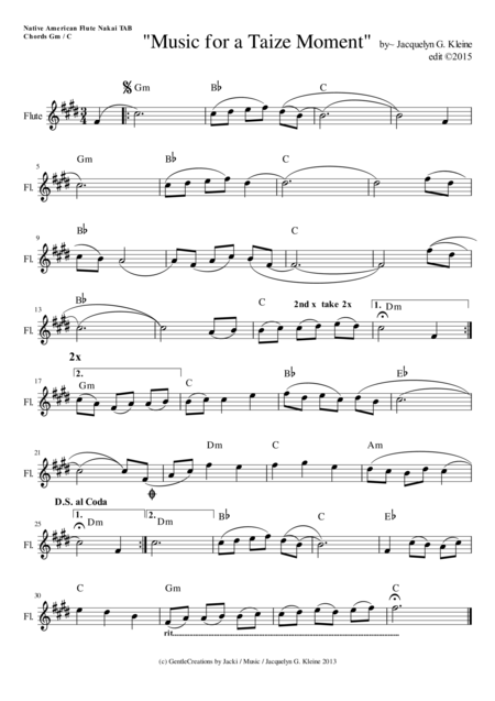 Music For A Taize Moment Na Flute Tab Sheet Music