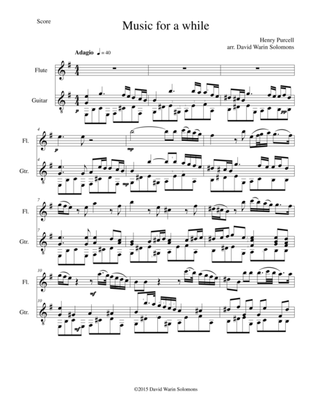 Free Sheet Music Music For A While For Flute And Guitar