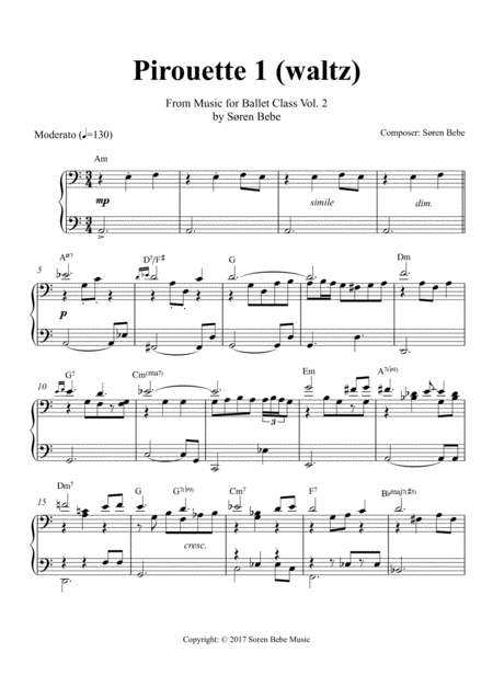 Free Sheet Music Music For Ballet Class Pirouette 1 Waltz From Music For Ballet Class Vol 2 By Sren Bebe