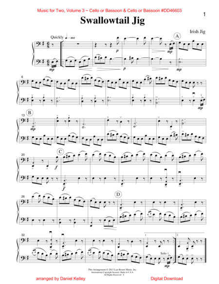 Free Sheet Music Music For Two Volume 3 For Cello Or Bassoon Cello Or Bassoon