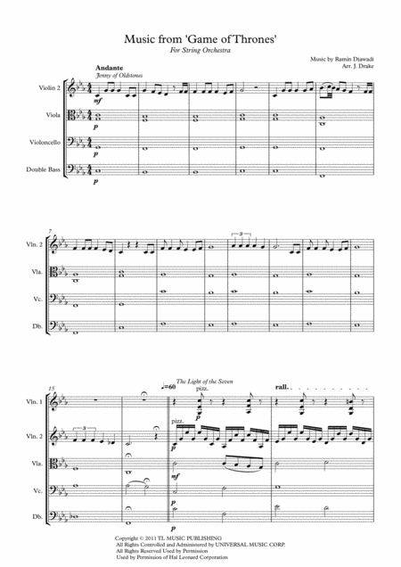 Free Sheet Music Music From Game Of Thrones