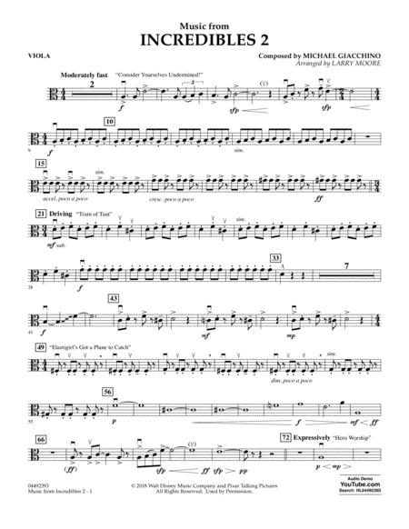Music From Incredibles 2 Arr Larry Moore Viola Sheet Music