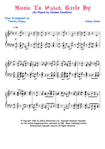 Free Sheet Music Music To Watch Girls By