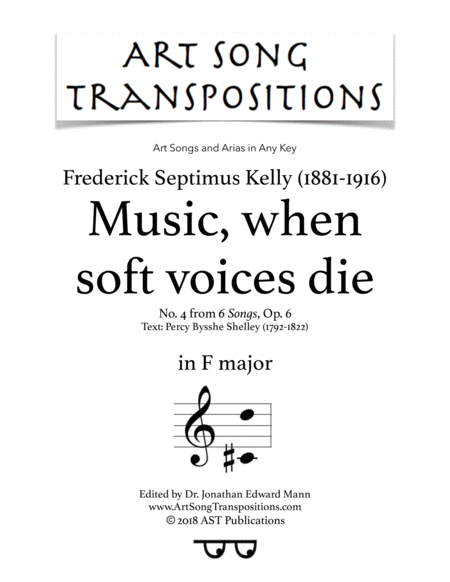 Music When Soft Voices Die Op 6 No 4 F Major Sheet Music