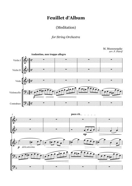 Mussorgsky Meditation String Orchestra Score And Parts Sheet Music