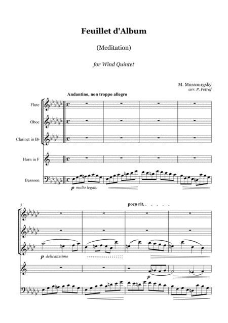 Mussorgsky Meditation Woodwind Quintet Score And Parts Sheet Music