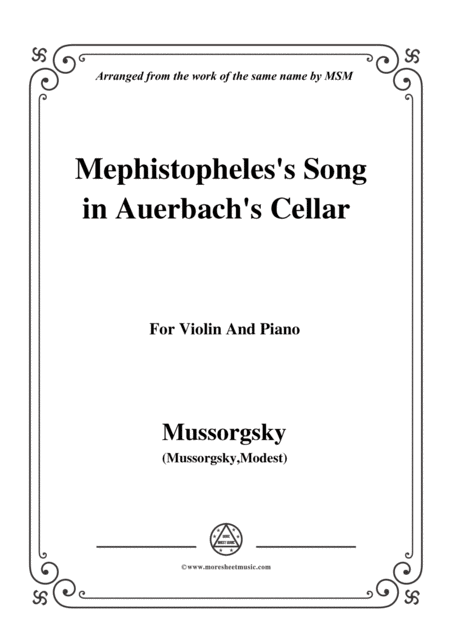 Free Sheet Music Mussorgsky Mephistopheless Song In Auerbachs Cellar For Violin And Piano