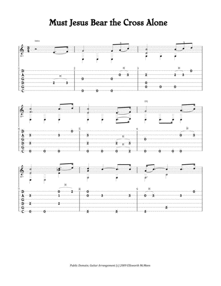 Must Jesus Bear The Cross Alone For Fingerstyle Guitar Tuned Cgdgad Sheet Music