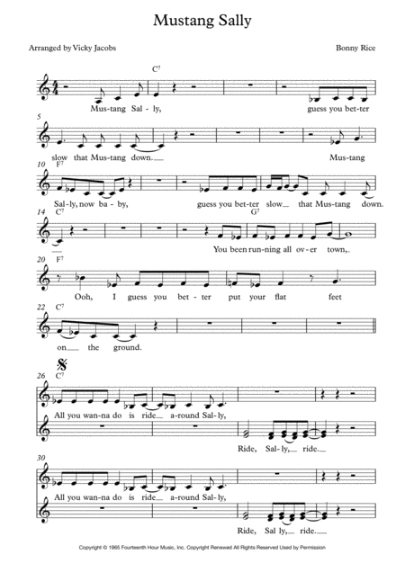 Mustang Sally Lead Sheet For Singalongs Sheet Music