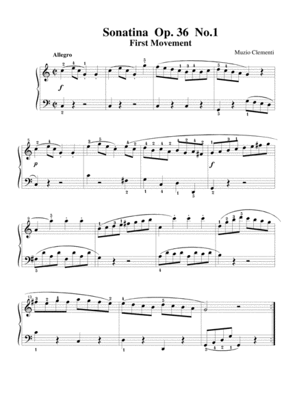 Free Sheet Music Muzio Clementi Sonatina Op36 No1 1st Movement Original Version