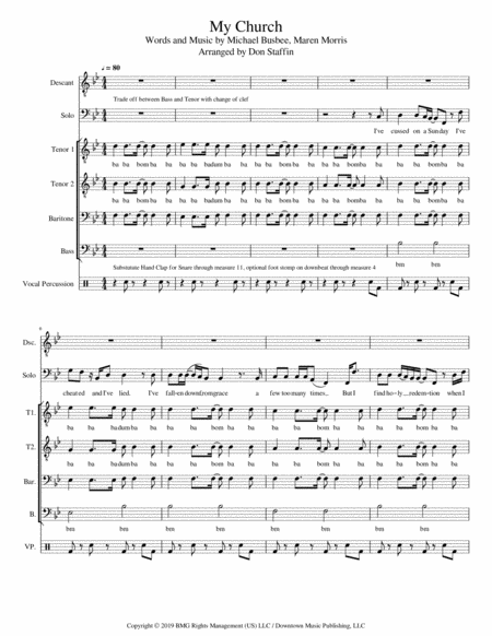 Free Sheet Music My Church Ttbb A Cappella