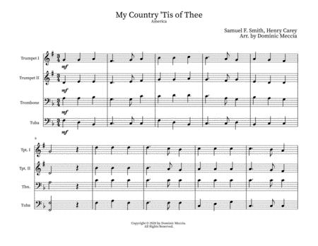 My Country Tis Of Thee America Brass Quartet Sheet Music