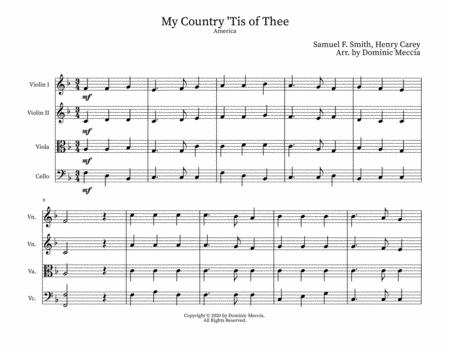 My Country Tis Of Thee America String Quartet Sheet Music