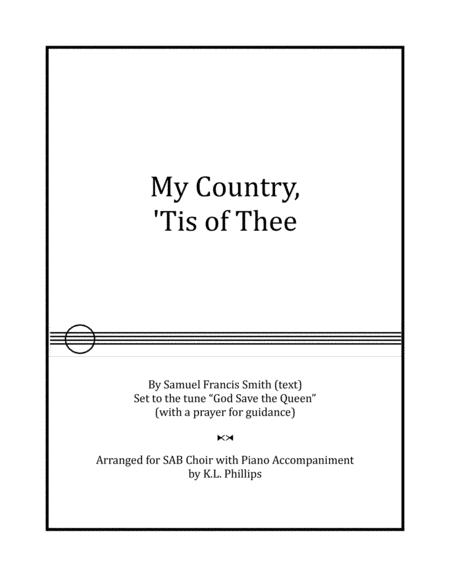 Free Sheet Music My Country Tis Of Thee Sab Choir With Piano Accompaniment