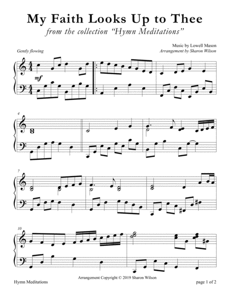 My Faith Looks Up To Thee Large Print Piano Solo Sheet Music