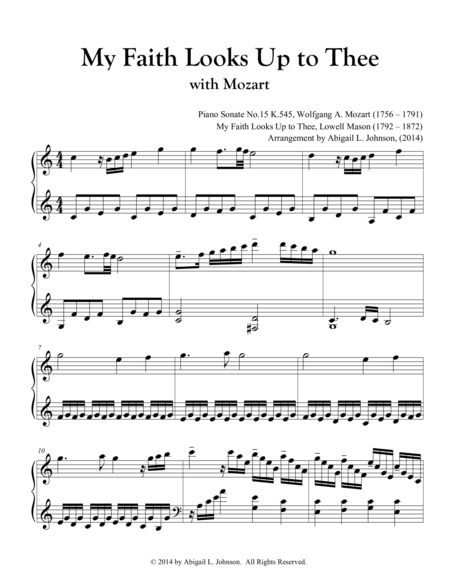 Free Sheet Music My Faith Looks Up To Thee With Mozart