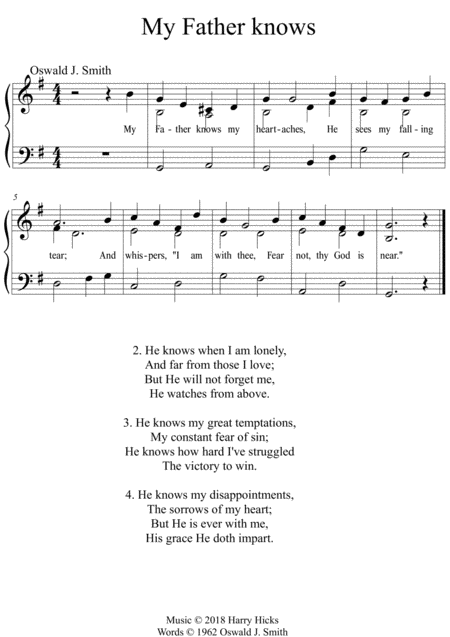 Free Sheet Music My Father Knows My Heartaches A New Tune To A Wonderful Oswald Smith Poem