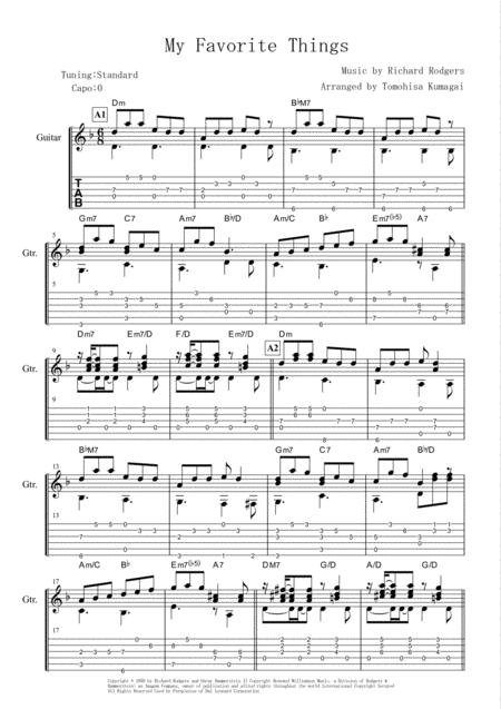 My Favorite Things From The Sound Of Music Fingerstyle Guitar Sheet Music