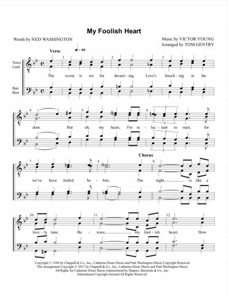 My Foolish Heart Ttbb Sheet Music