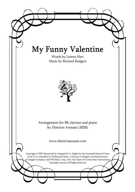 Free Sheet Music My Funny Valentine Amazing Arrangement For Bb Clarinet Piano