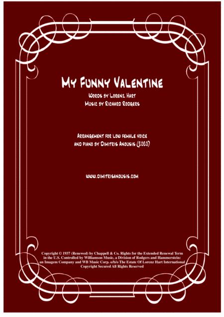 My Funny Valentine Amazing Vocal Voice Piano Arrangement Sheet Music