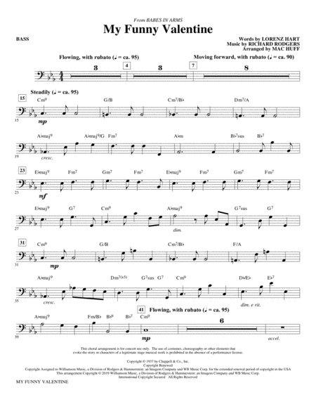 My Funny Valentine Arr Mac Huff Bass Sheet Music