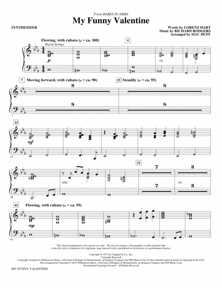 My Funny Valentine Arr Mac Huff Synthesizer Sheet Music