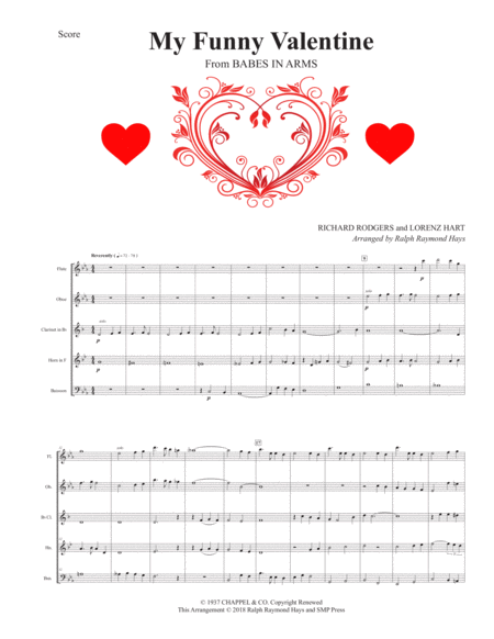 My Funny Valentine For Woodwind Quintet Sheet Music