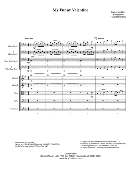 My Funny Valentine Low Brass Strings Sheet Music