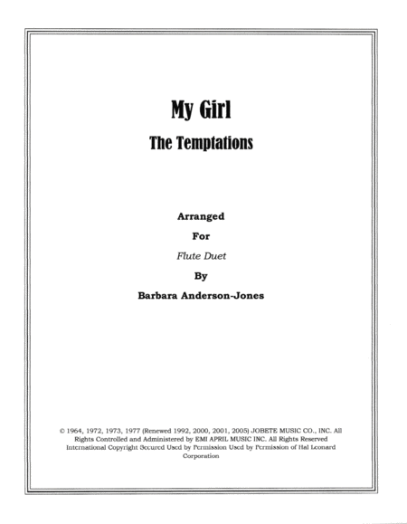 My Girl Flute Duet Sheet Music