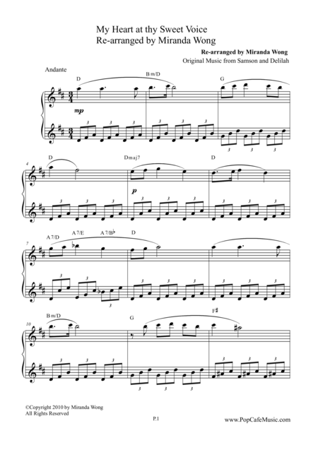 My Heart At Thy Sweet Voice Famous Piano Music No 9 Sheet Music