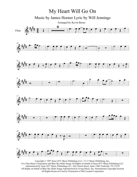 My Heart Will Go On Love Theme From Titanic Flute Sheet Music