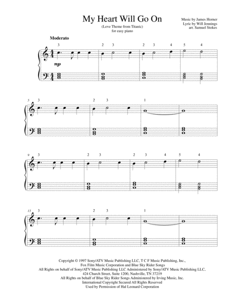 Free Sheet Music My Heart Will Go On Love Theme From Titanic For Easy Piano