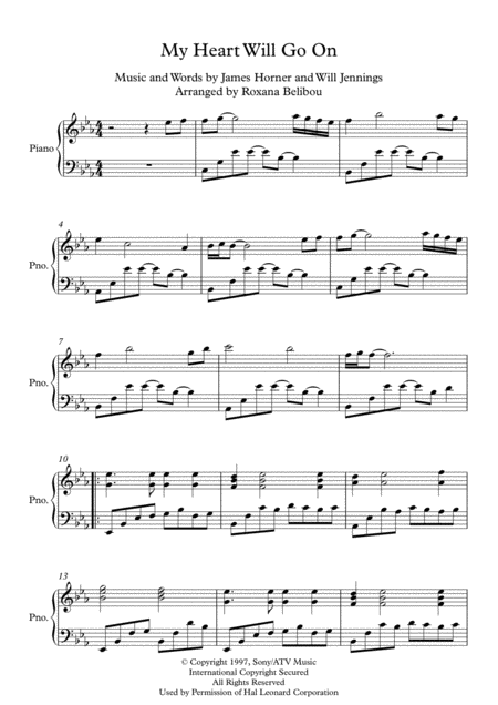 My Heart Will Go On Love Theme From Titanic Piano Sheet Music