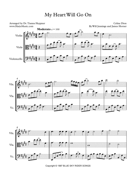 My Heart Will Go On String Trio Vn Va C Sheet Music