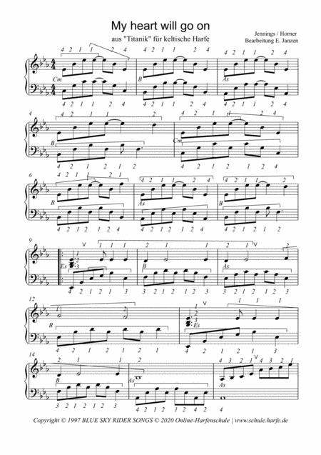 My Heart Will Go On Titanic Irish Harp Solo Sheet Music